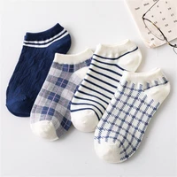 mixed 4 pairslot socks female spring summer and autumn shallow mouth socks japanese british blue ship socks couple socks