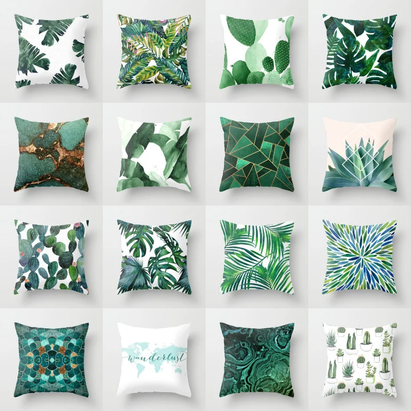 

Decorative Pillow Case Elife 45*45cm Green Plants Polyester Cotton Home Decoration Car Cushion Cover Sofa Throw Pillowcase