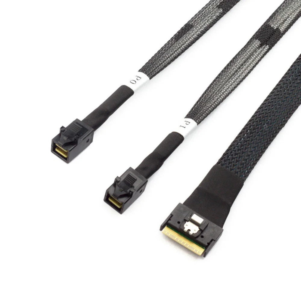 Прочный соединительный кабель MINI SlimSAS SFF-8654 8i 4.0–2X SAS HD SFF-8643 для сервера