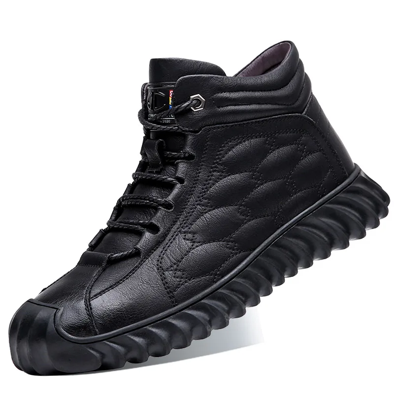 Leather Winter Snow Boots Mens Sneakers Wool Keeps Warm Outdoor Camping Hiking Sports Shoes Casual Sneakers Male Winter Footwear