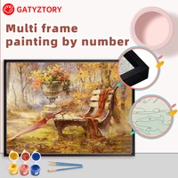 gatyztory interior paintings by numbers with multi aluminium frame kits on canvas park number paiting home decor unique gift
