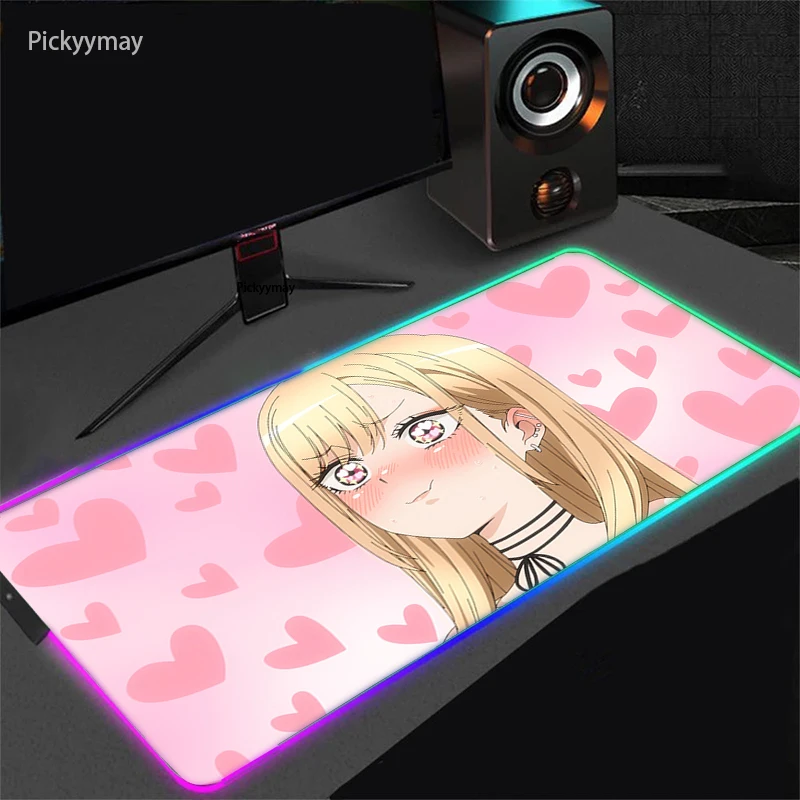 

RGB Mouse Pad Gamer Mouse Pads Large Gaming Mousepad Led With Backlight Anime Desk Mat Keyboard Table Carpet My Dress Up Darling