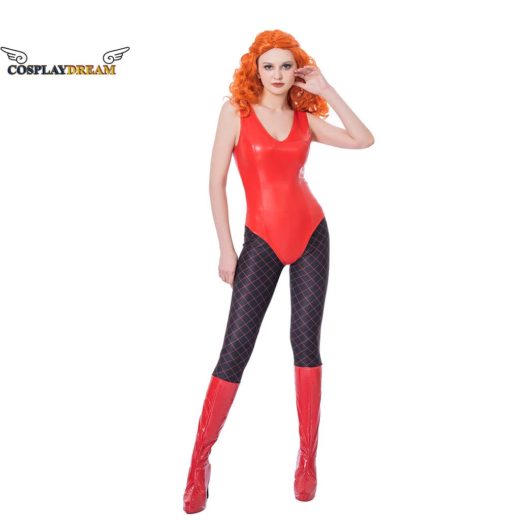 

Sedusa Powerpuff Cosplay Costume Adults Women Red Bodysuit with Gloves Pantyhose Female Girls Halloween Full Jumpsuit