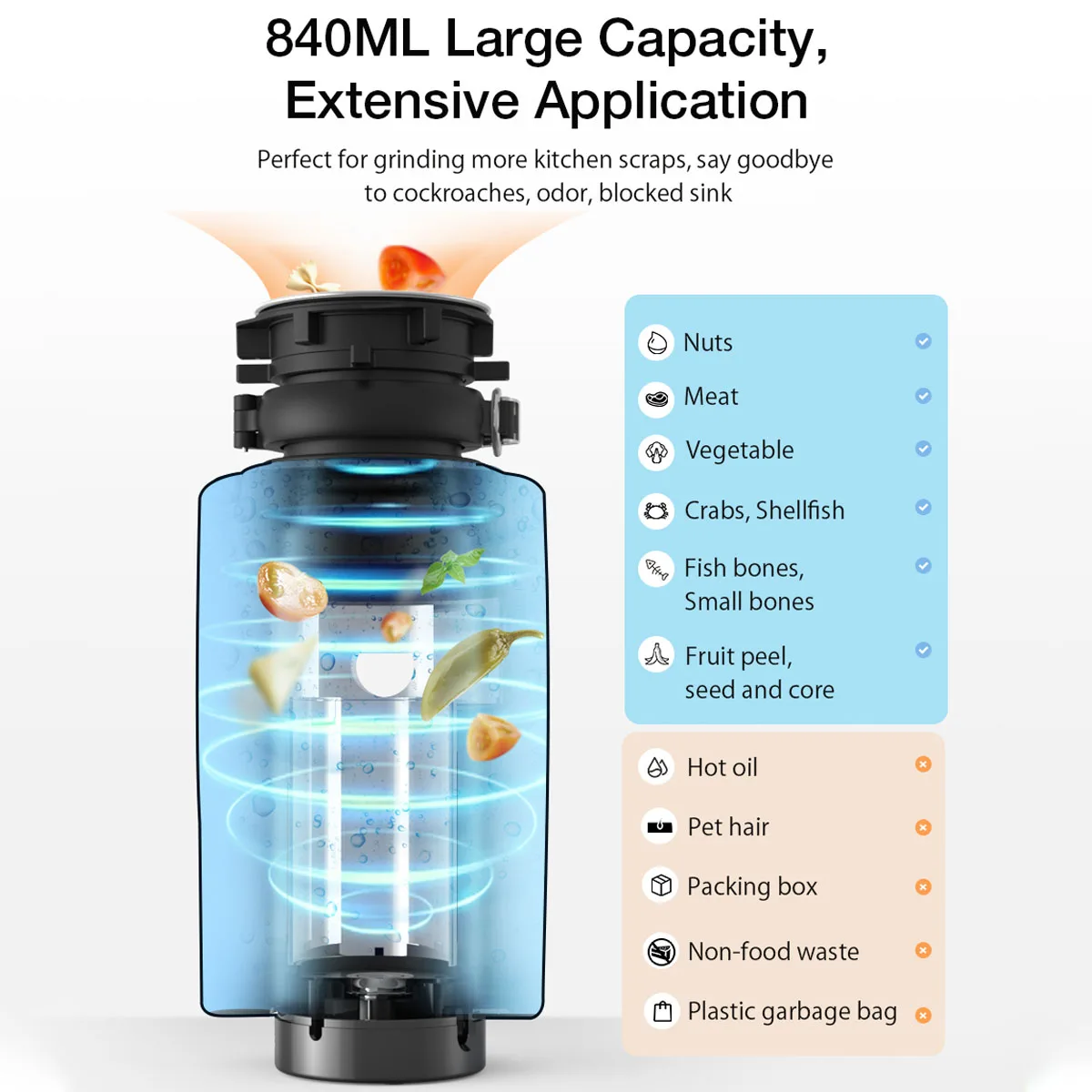 blitzhome bhwd1 380w 840ml 3000rmin food waste disposers home garbage shredder kitchen sink disposal chopper kitchen appliances free global shipping