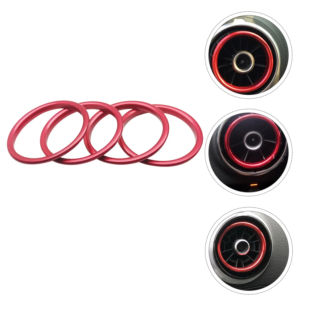 

4Pcs Car Air Conditioning Outlet Ring Aluminum Alloy Sturdy Cover Interior Trim