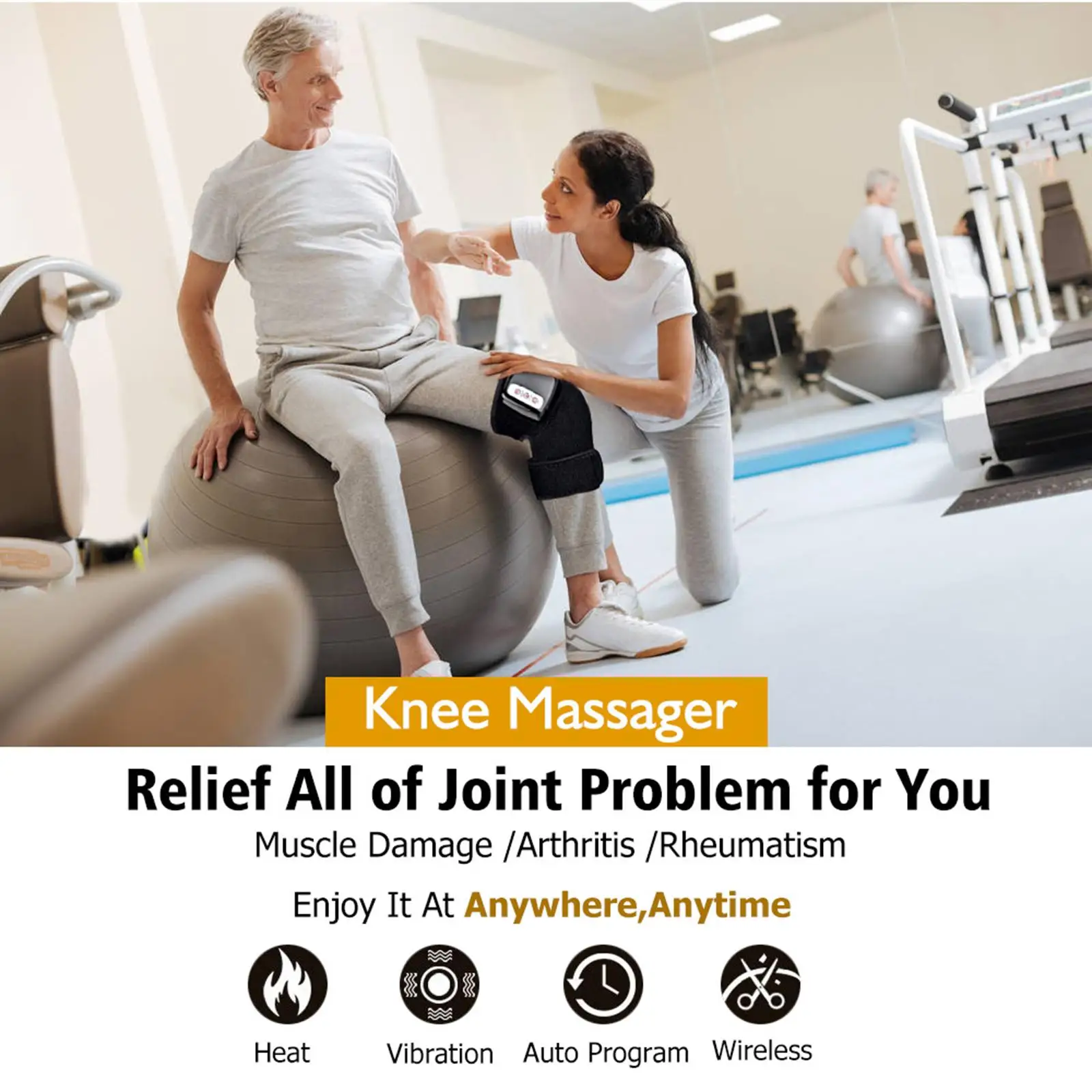 

Heating Wireless Knee Massager Joint Support for Back Treatment AU Plug