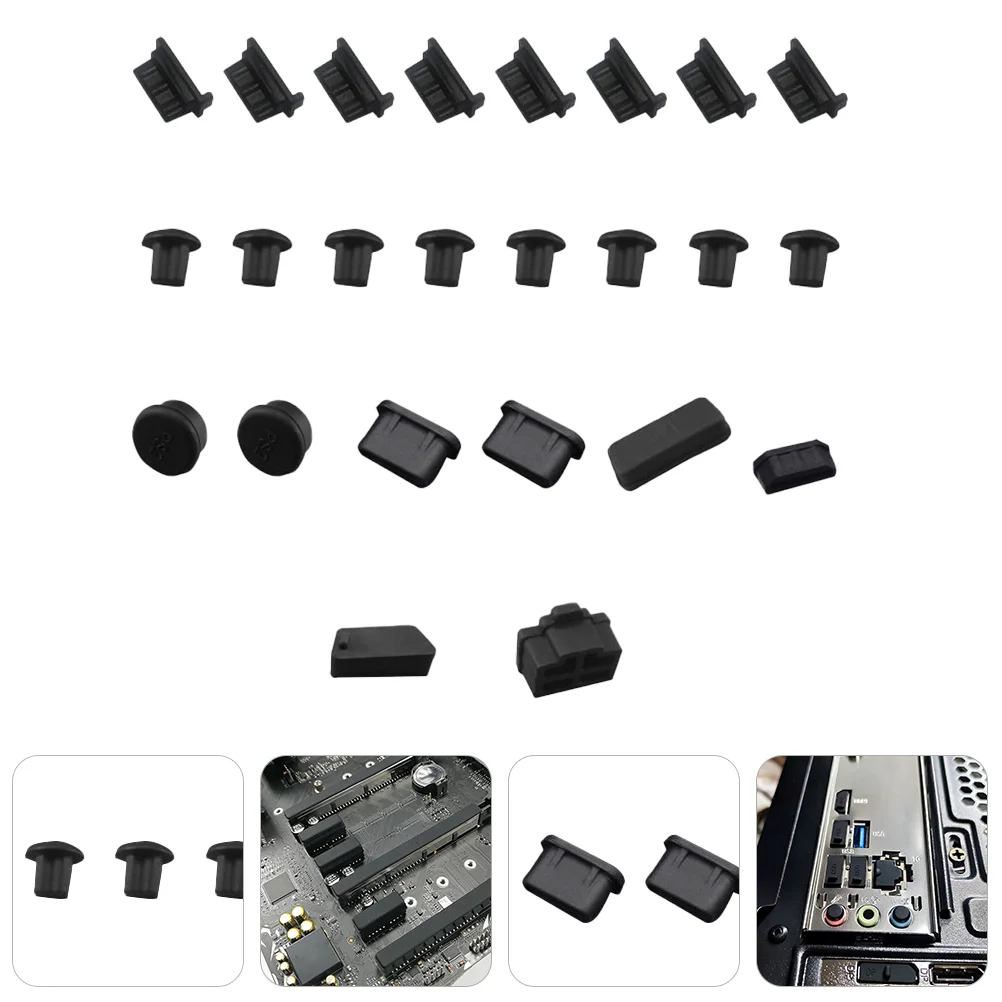 

24Pcs Computer Motherboard Port Anti Dust Cover PC Interface Plug Protector