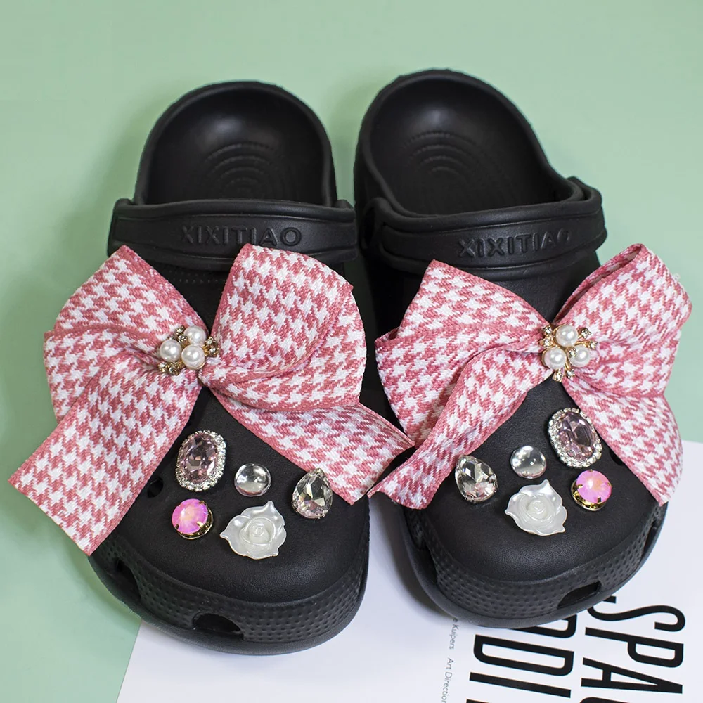 DIY Girls Shoe Decoration Buckle Charms Accessorie snowflake bowknot Crystal diamondCombination for croc Kid Party Gift