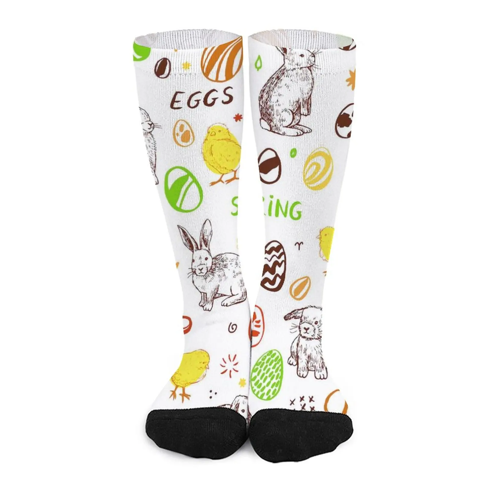 

Весенние пасхальные носки с принтом в виде яиц и кроликов, корейские чулки для женщин и мужчин, теплые мягкие велосипедные носки, зимние нескользящие носки с принтом