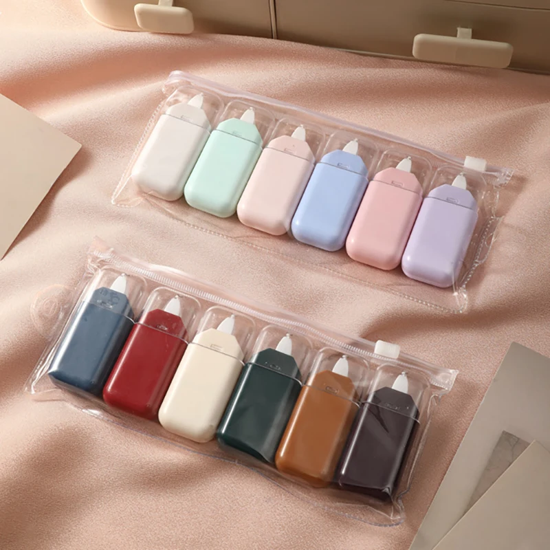 

6pcs/set Vintage Color Correction Tape Cute Morandi Correction Band Kawaii Stationery Student Kids Corrector Tools School Office