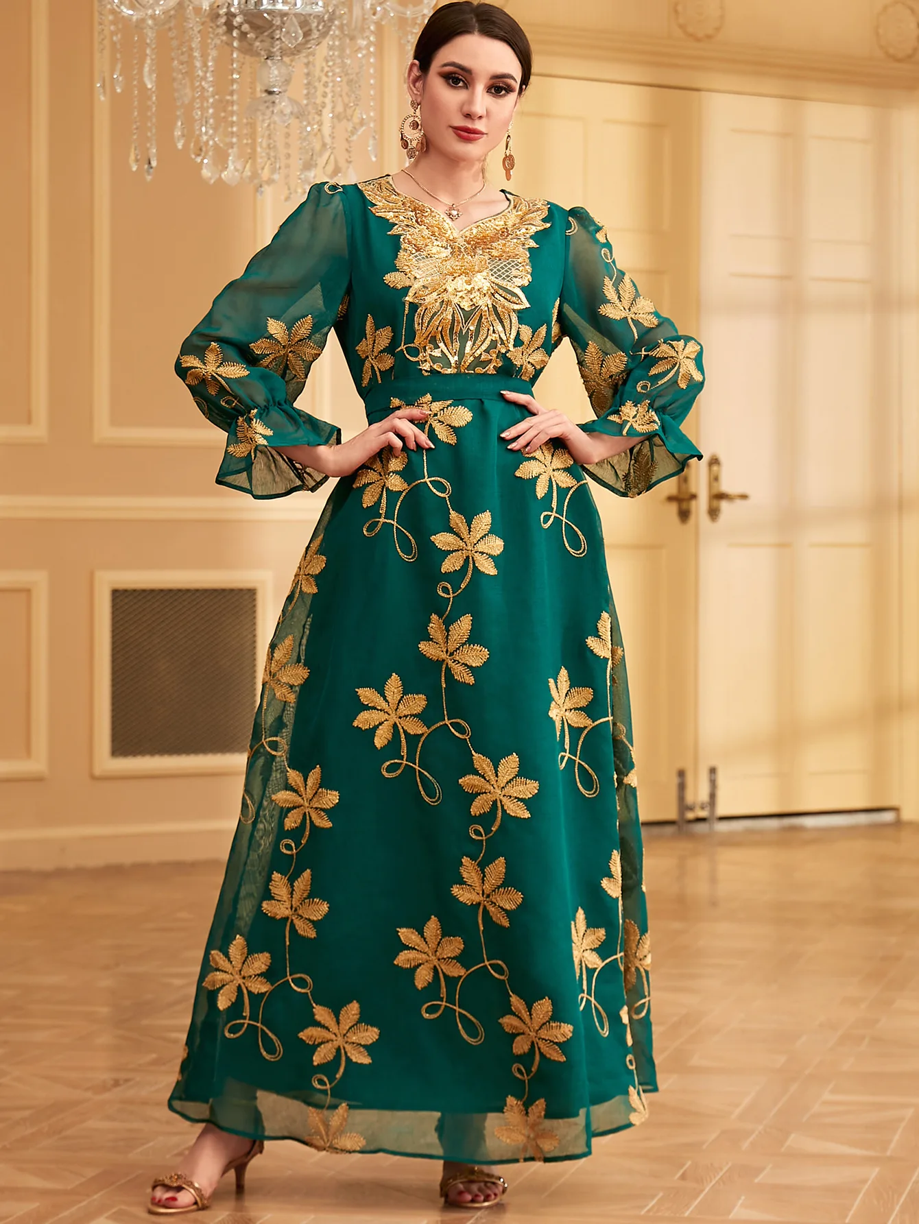 Модное мусульманское вечернее платье Jalabiay Dubai Abayas с вышивкой для женщин кафтан Ид