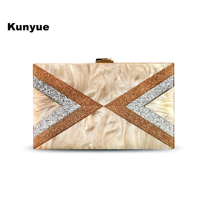 

Women Messenger Bag Stylish New Wallet Elegant Lady Sequins Acrylic Clutch Purse Vintage Patchwork Handbag Geometic Evening Bags