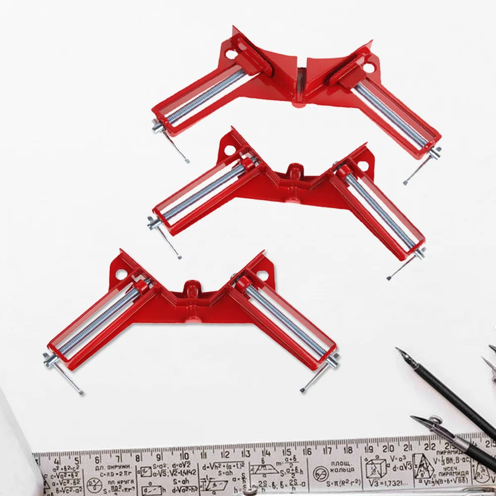 

4pcs Multifunction 90 Degrees Angle Clamp Right Angle Picture Frame Corner Clip Woodworking Frame Clamp (Red)