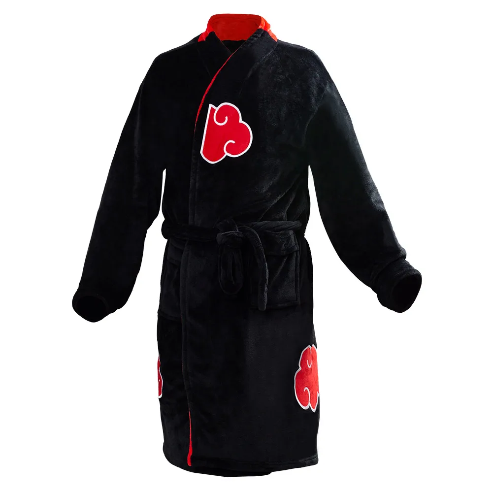 

Anime Akatsuki Robe Namikaze Minato Coral Fleece Bathrobe Cloak 4th Hokage Cosplay Costume Warm Night Gown Robe Sleepwear
