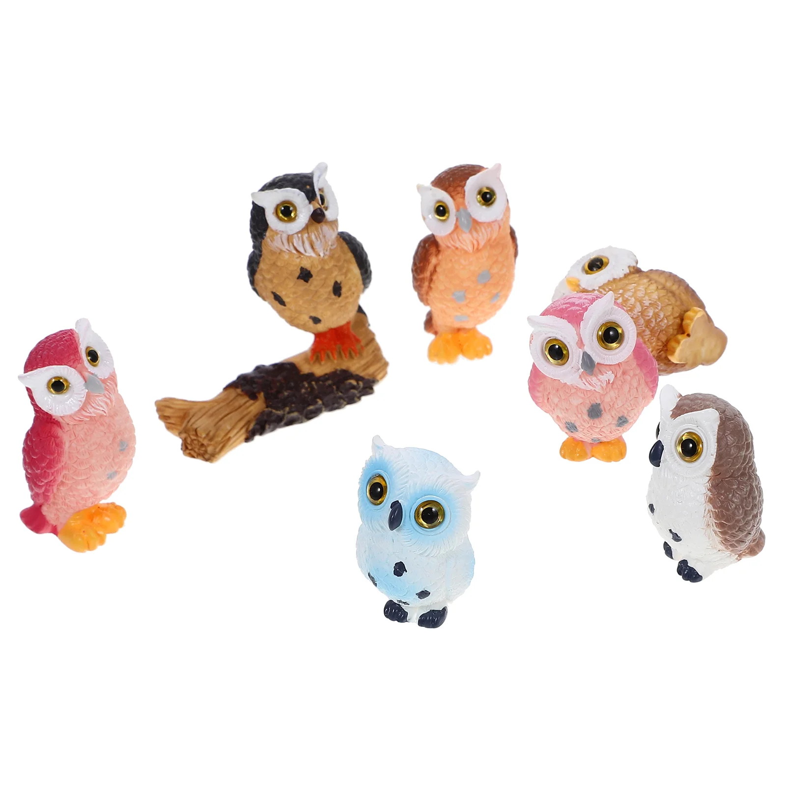 

7 Pcs House Accessories for Home Scene Decors Owl Sculpture Ornaments Resin Trinkets Adornment Office Statue Desktop