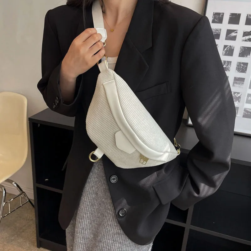 Corduroy Women's Popular Chest Bag Soft Casual Waistpack Multi-function Versatile Single Shoulder Crossbody Bag Portable Satchel