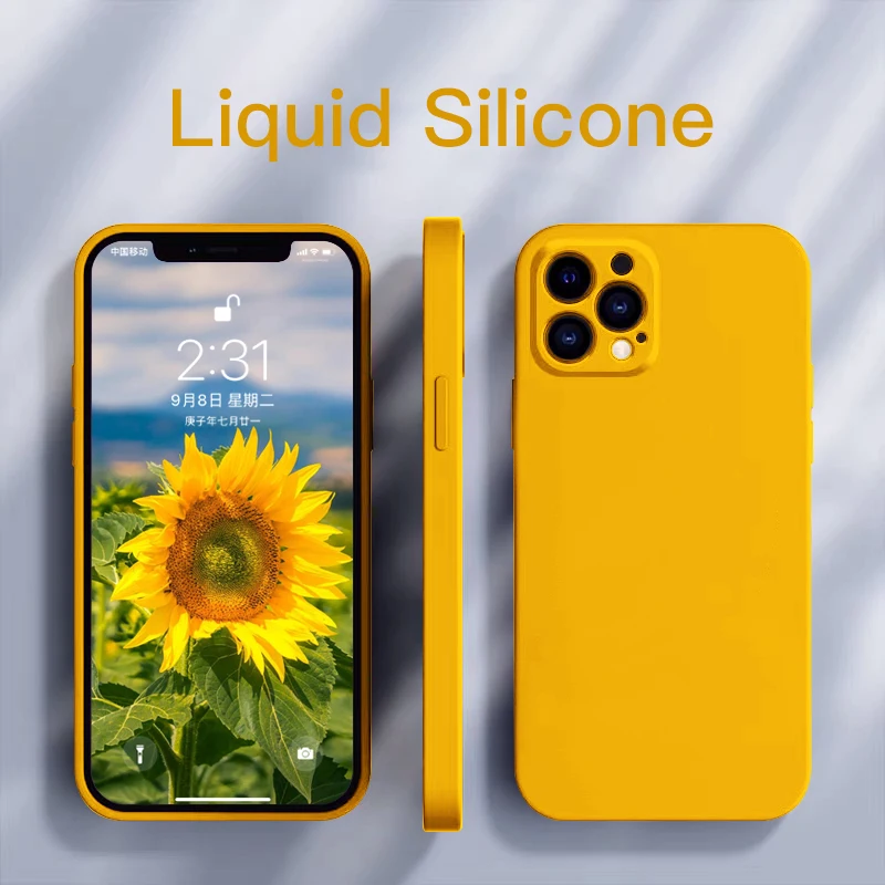 

2022 NEW Square Liquid Silicone Case For iPhone 13 12 11 Pro Max Mini XS X XR 7 8 Plus SE 2020 Full Lens Protection Cover Coque