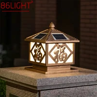 86light outdoor solar led waterproof bronze pillar post lamp fixtures for home courtyard garden light