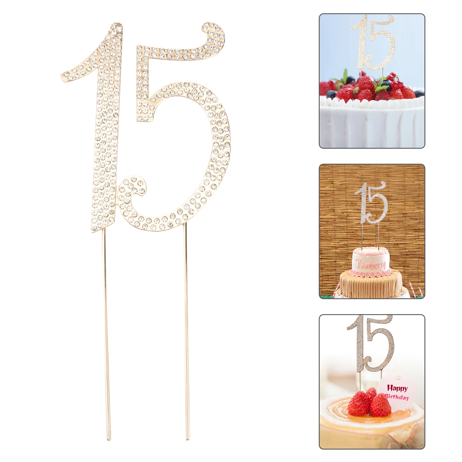 

15 Cake Topper for 15th Birthday Party or Anniversary Crystal Rhinestones Decorative Cake Topper for Party Year centerpieces