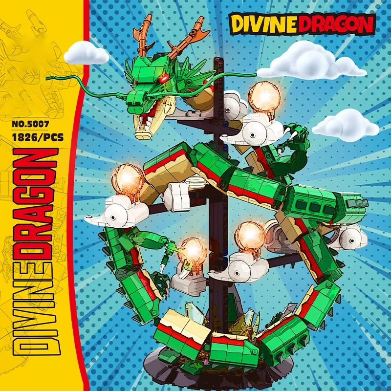 

1826pcs Chinese Dragon Model Building Blocks Creative Mythical Beast Dragon Bricks Animal Puzzle Toys lighting Kids Adults Gifts