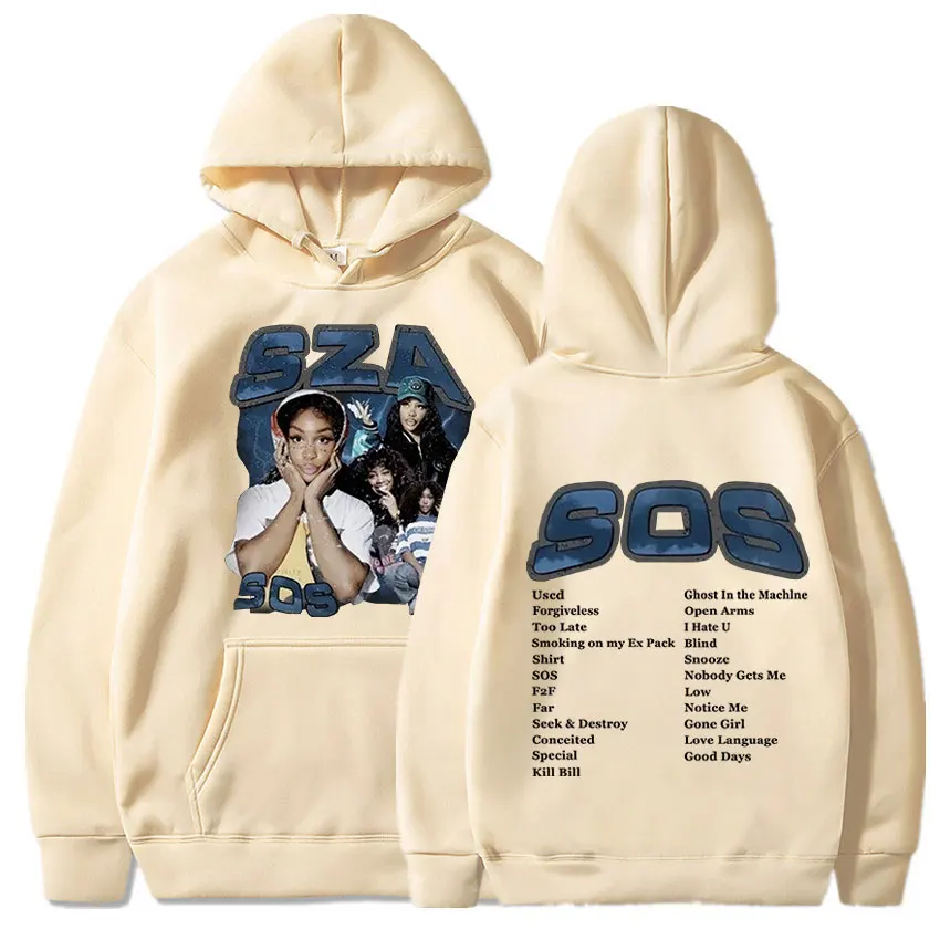 

2023Singer SZA Music Album SOS Graphic Hoodie Men Women Fashion Vintage Oversize Hoodies Hop Harajuku Sweatshirts Streetwear