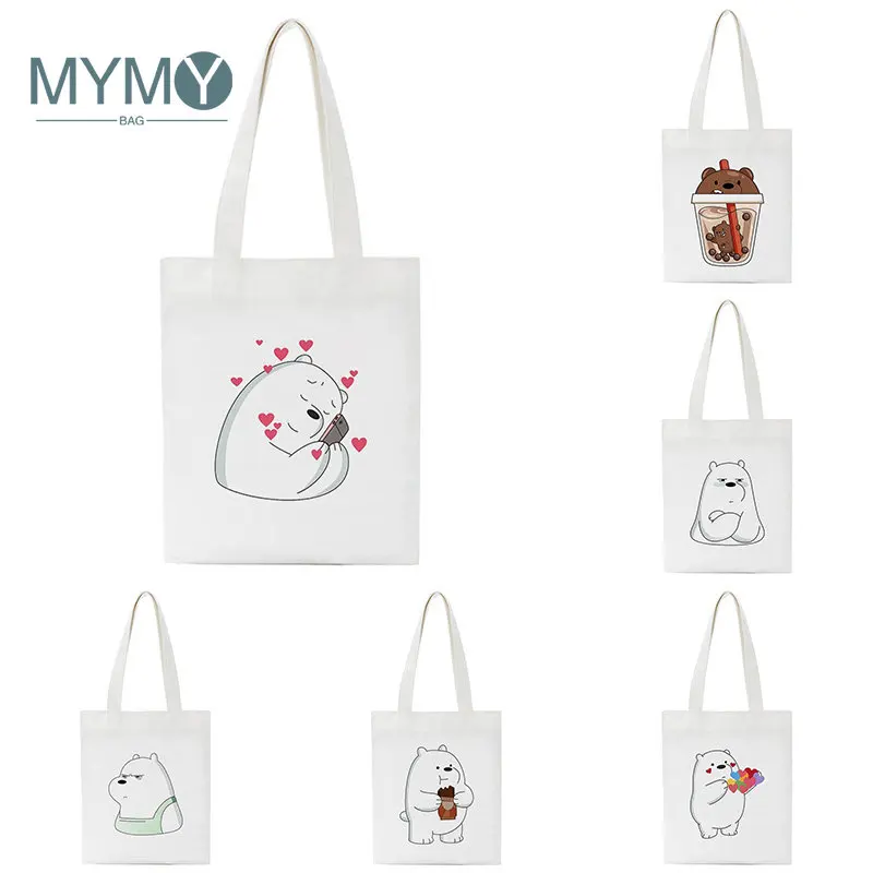

Cartoon Bear Print Shoulder Bag Ladies Fun Casual Shopping Bags Large Capacity Grocery Tote Bags Eco Travel Beach Handbag Gifts