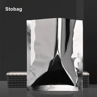 stobag 100pcs aluminum foil food sealed vacuum bag open top airtight storage flat small candy mask tea nuts powder pouches logo