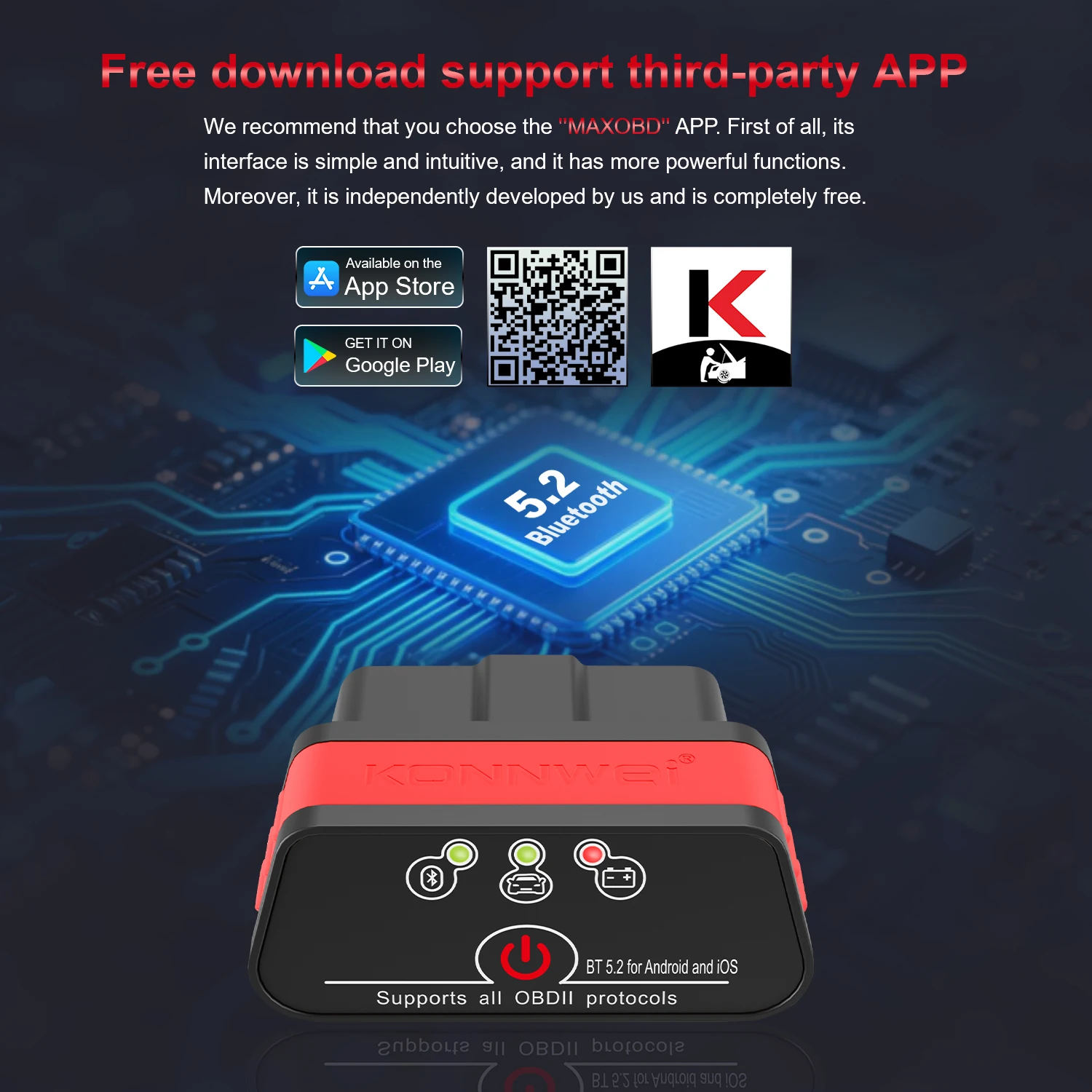 Фото 2026 KONNWEI KW901 ELM 327 OBD2 V1.5 Bluetooth 5.0 Автомобильный диагностический сканер OBD2 для Android/iOS, считыватель кодов, аналог Vgate ICAR2 №3