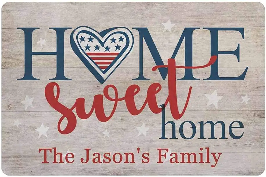 

Персонализированный Домашний напольный ковер со звездами, домашний и уличный коврик для входа спереди с текстом, нескользящий Декор для ва...