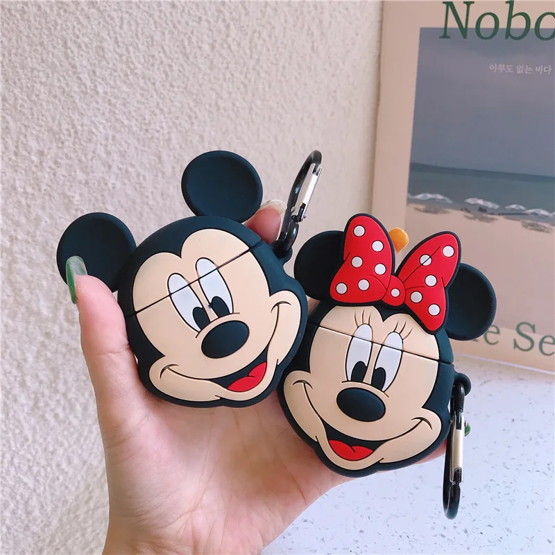 

Disney Mickey Minnie Linabell Mr.Q Stitch Lotso Earphone Case for AirPods 2 1 Pro Cartoon Bluetooth Headphones Protective Cover