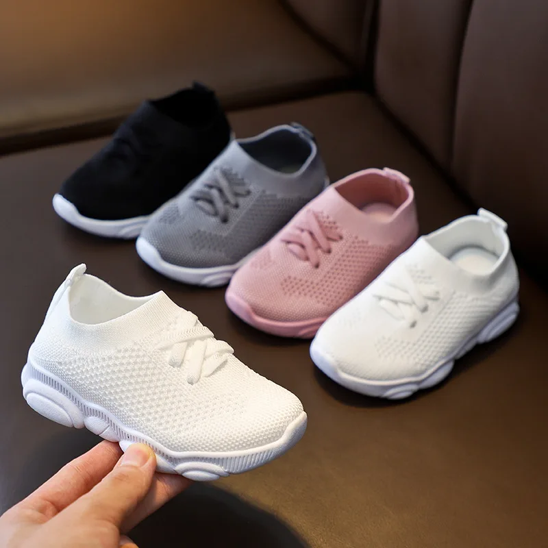 Baby Sneakers Infant Shoes 2023 Fashion Children's Flat Shoes Baby Kids Girls Shoes Stretch Breathable Mesh Sports Running Shoes