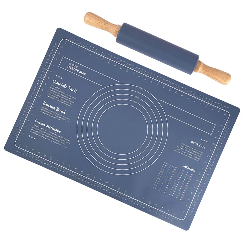 

1 Set Reusable Convenient Multi-use Premium Creative Rolling Pin Silicone Mat Dough Rolling Mat for Home