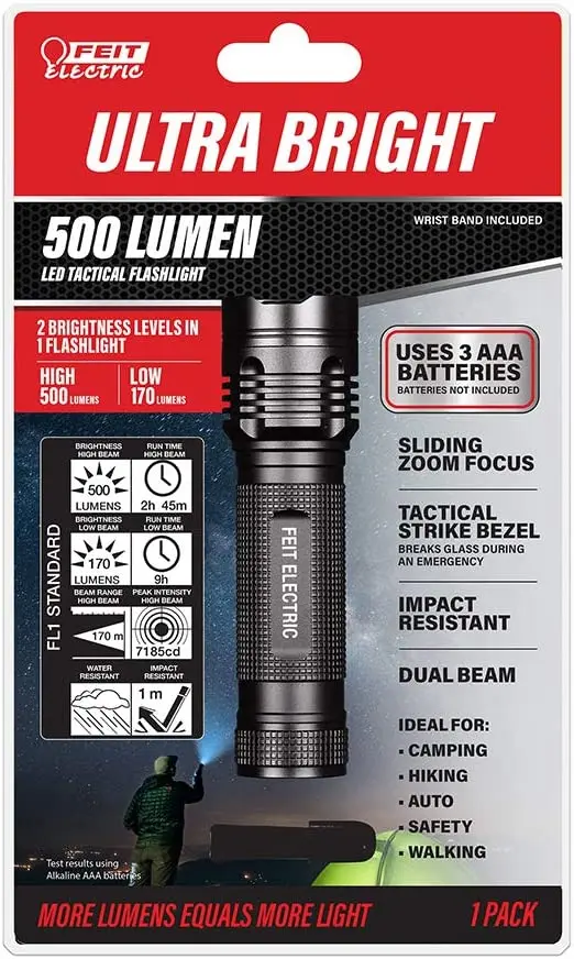

Feit FL500 500 Lumens Lanterna LED Compacta Ultra Brilhante 3-Células AAA