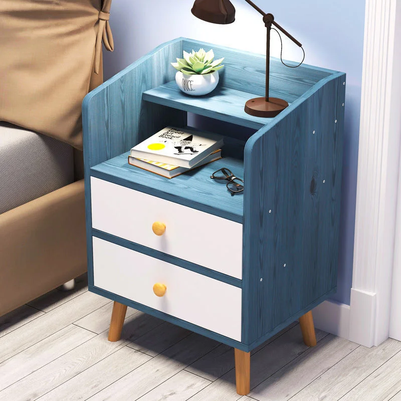 

Bedside Cabinet Bedroom Simple Household Storage Cabinet Multi-functional Light Luxury Solid Wooden Leg Small Cabinet Lockers