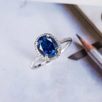 new classic silver plated oval crystal engagement rings for women royal blue cz stone fashion jewelry wedding party gift ring