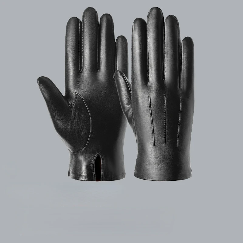 

Men's Winter Leather Cycling Gloves Driving and Riding Windproof Warm Goat Skin Touch Screen Fashion Riding Gloves Motorcycle