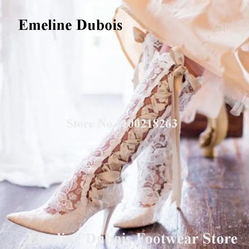 Белые сетчатые кружевные сапоги до колена соблазнительные красные черные туфли