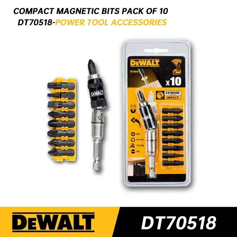 

DEWALT DT70518T Набор из 10 предметов с поворотным держателем вставки Сильный магнитный угловой шатун Расширенные аксессуары для электроинструментов
