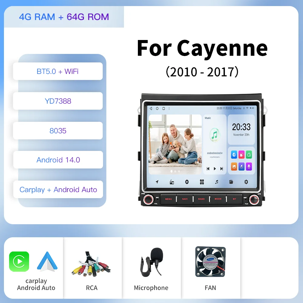 Мультимедийная магнитола Kapud на Android 12, 8,4 дюйма, для Porsche Cayenne 958 2010-2016 CarPlay SWC, GPS-навигация, автомобильное аудио, стерео DSP