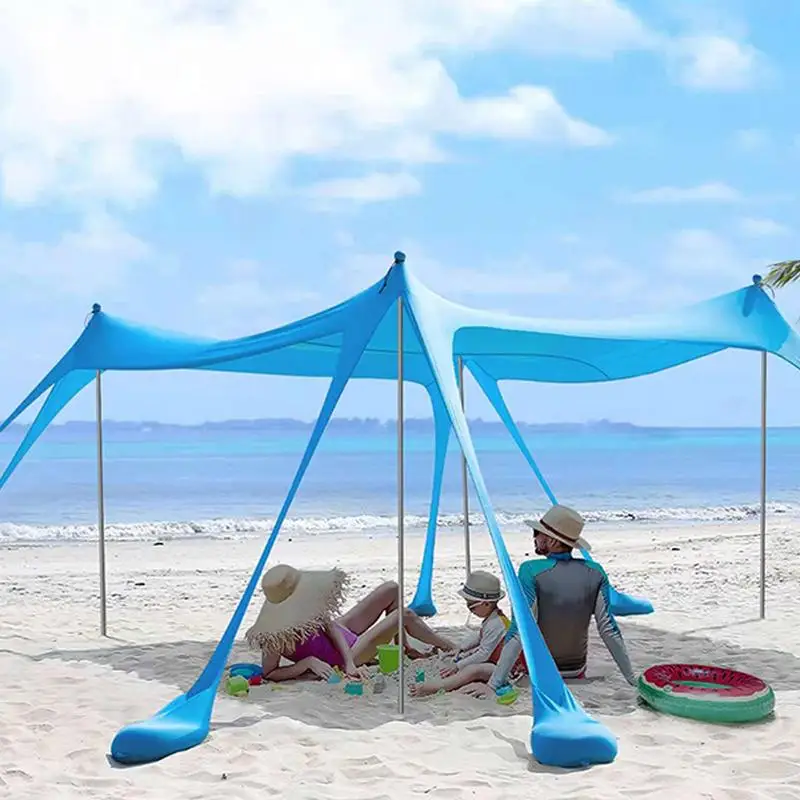 

Большая семейная Пляжная палатка 3 м * 3 м * 2 м, солнцезащитное укрытие UPF50 + уличный легкий пляжный навес Cabana с 8 мешками для песка и 4 рейками, Прямая поставка