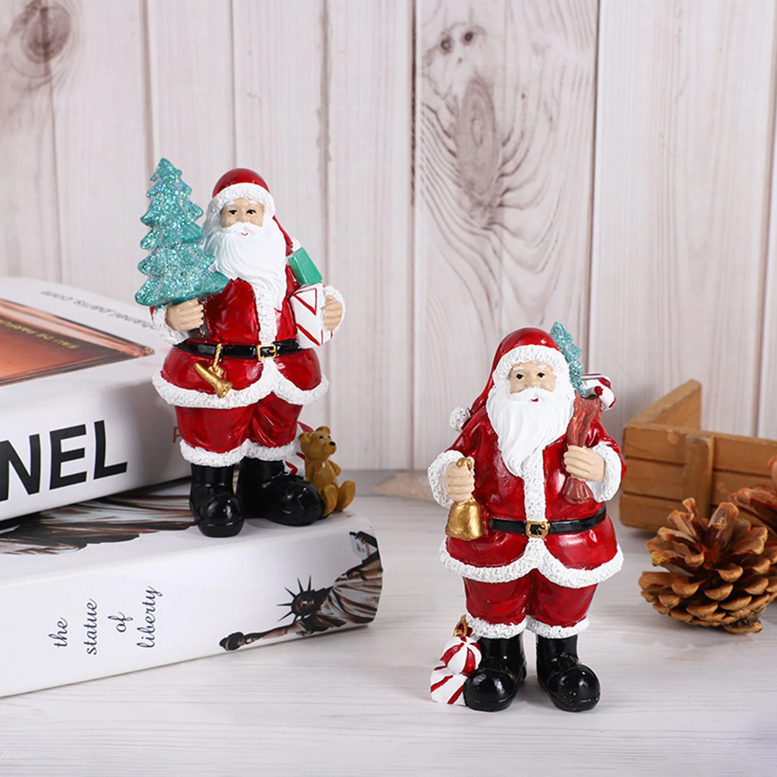 

Праздничный красный стоячий Дед Мороз, декоративное украшение из смолы