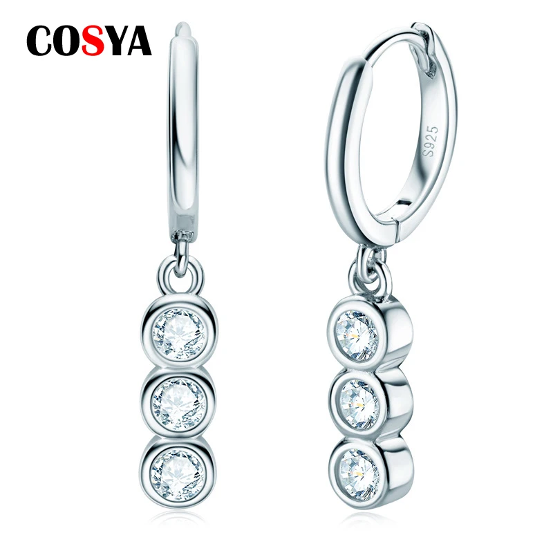 

COSYA 925 Sterling Silver 0.6ct D VVS1 Diamond with GRA Moissanite Hoop Drop Earrings for Women Sparkling Wedding Fine Jewelry