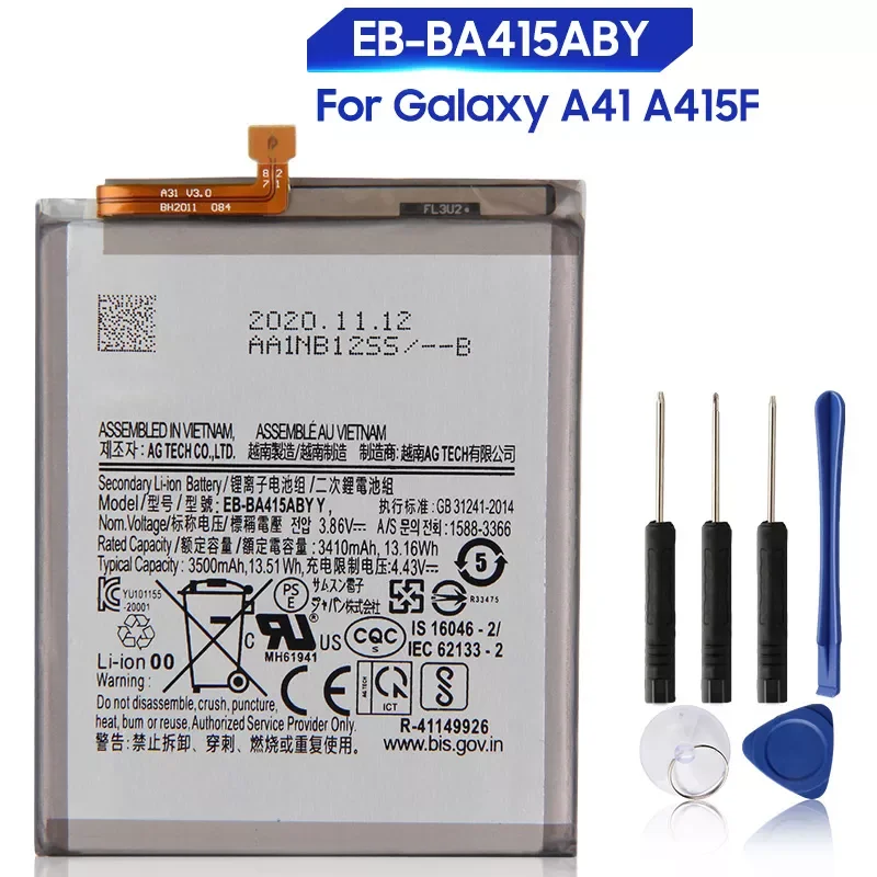 

2023New Replacement Battery For Samsung Galaxy A41 A415F EB-BA415ABY Rechargeable Phone Battery 3500mAh