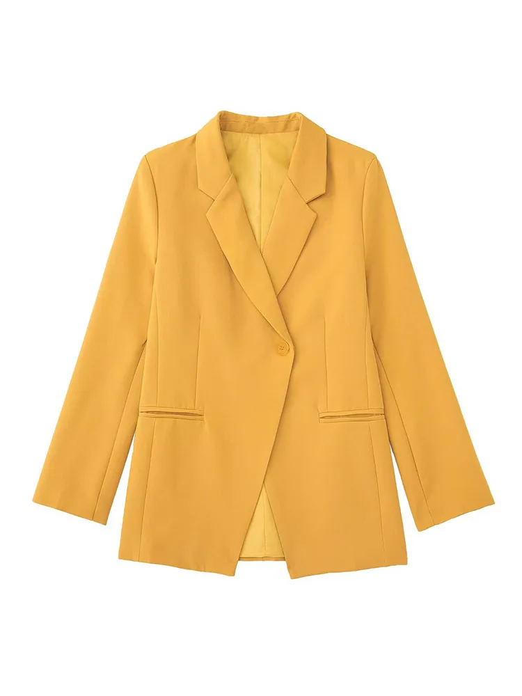 

Women 2022 Autumn New Fashion Casual Blazer Coat Vintage single buckle Long Sleeve pocket Female Outerwear Chic