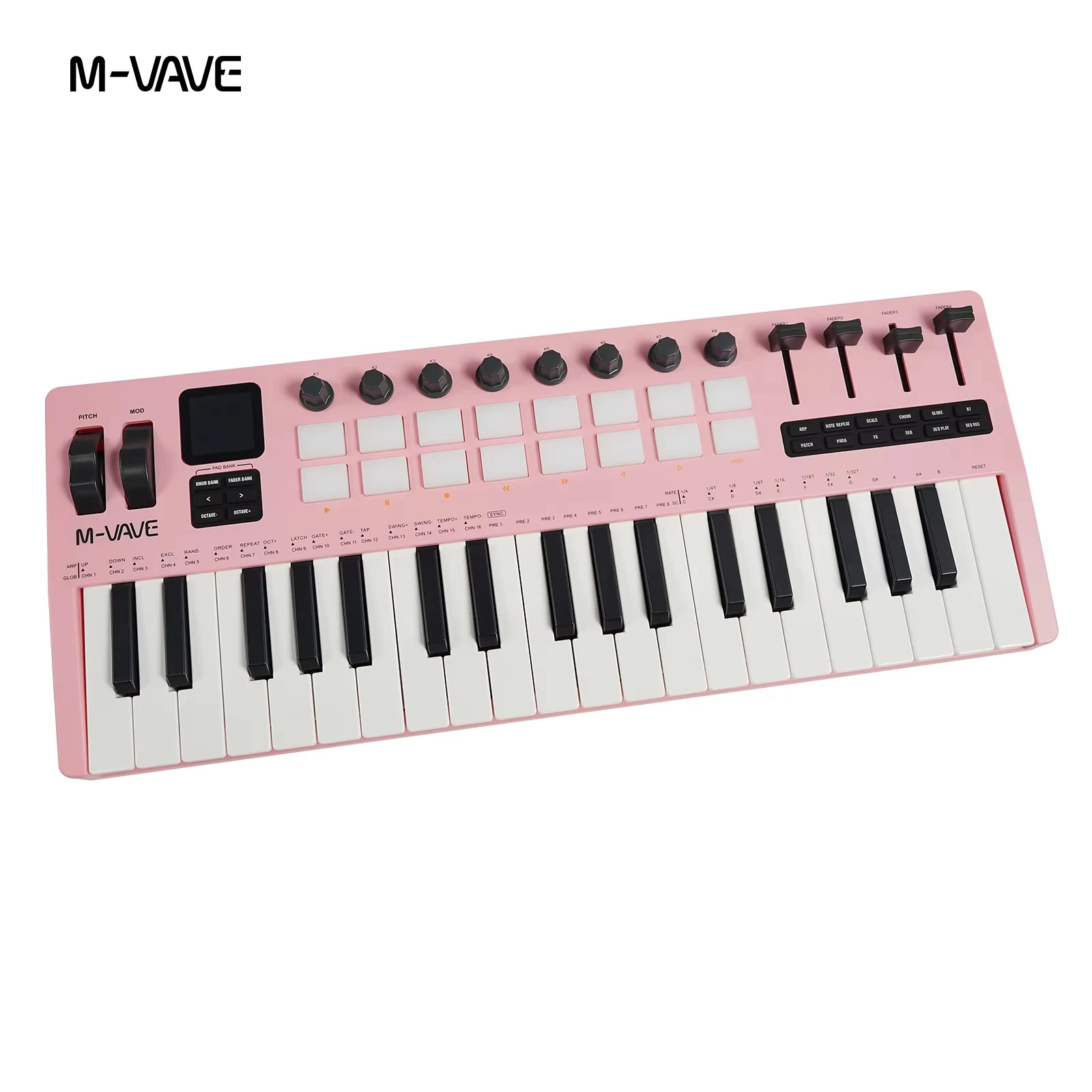 M-VAVE SMK-37 PRO 37-клавишная портативная MIDI-клавиатура с 16 RGB-пэдами, 8 регуляторами, FM-модулем DX-7 и Bluetooth 5.0 (art.: 3920dc78c57fe) - 3920dc78c57fe