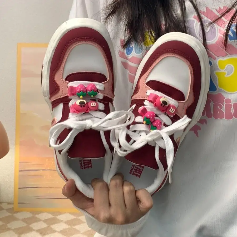 Lotso Strawberry Bear woman Shoes Children's Autumn Winter Shoes Color Contrast Casual Sports Red Shoes Fashion Cotton Shoes