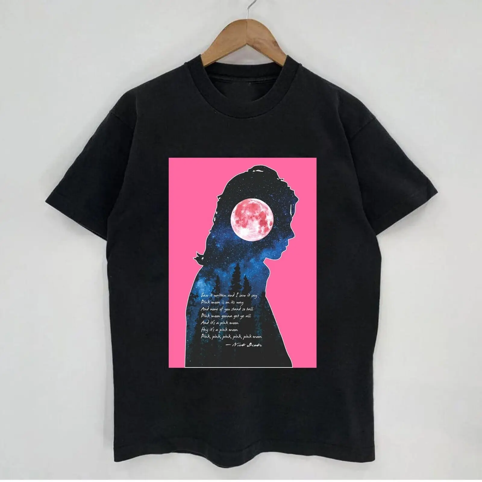 Новинка редкая розовая черная рубашка в форме Луны хлопковая унисекс все размеры