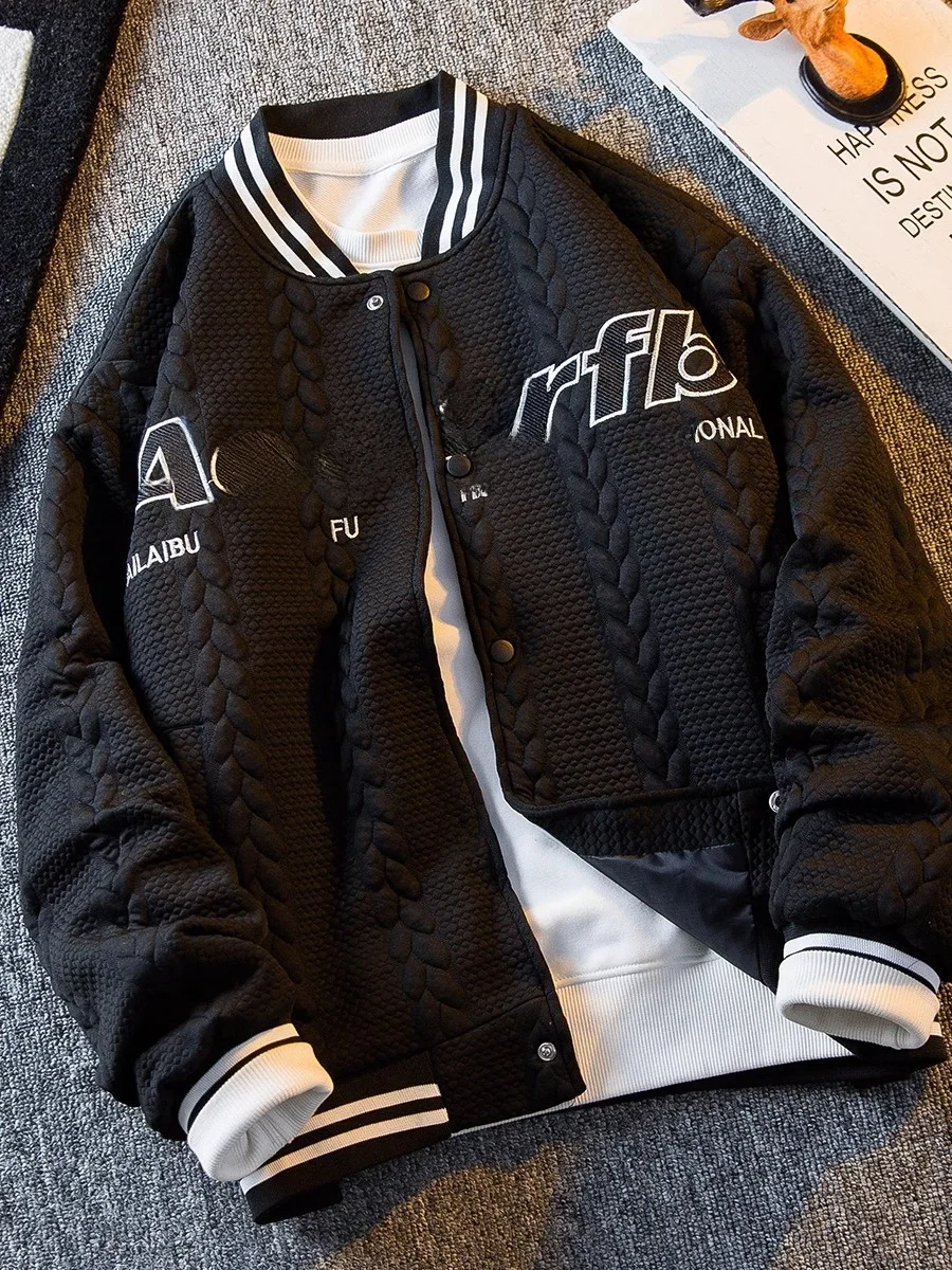 Fashion Brand American vintage Baseball Uniform Outerwear Men's Spring and Autumn 2024 New Woven Loose Casual Jacket