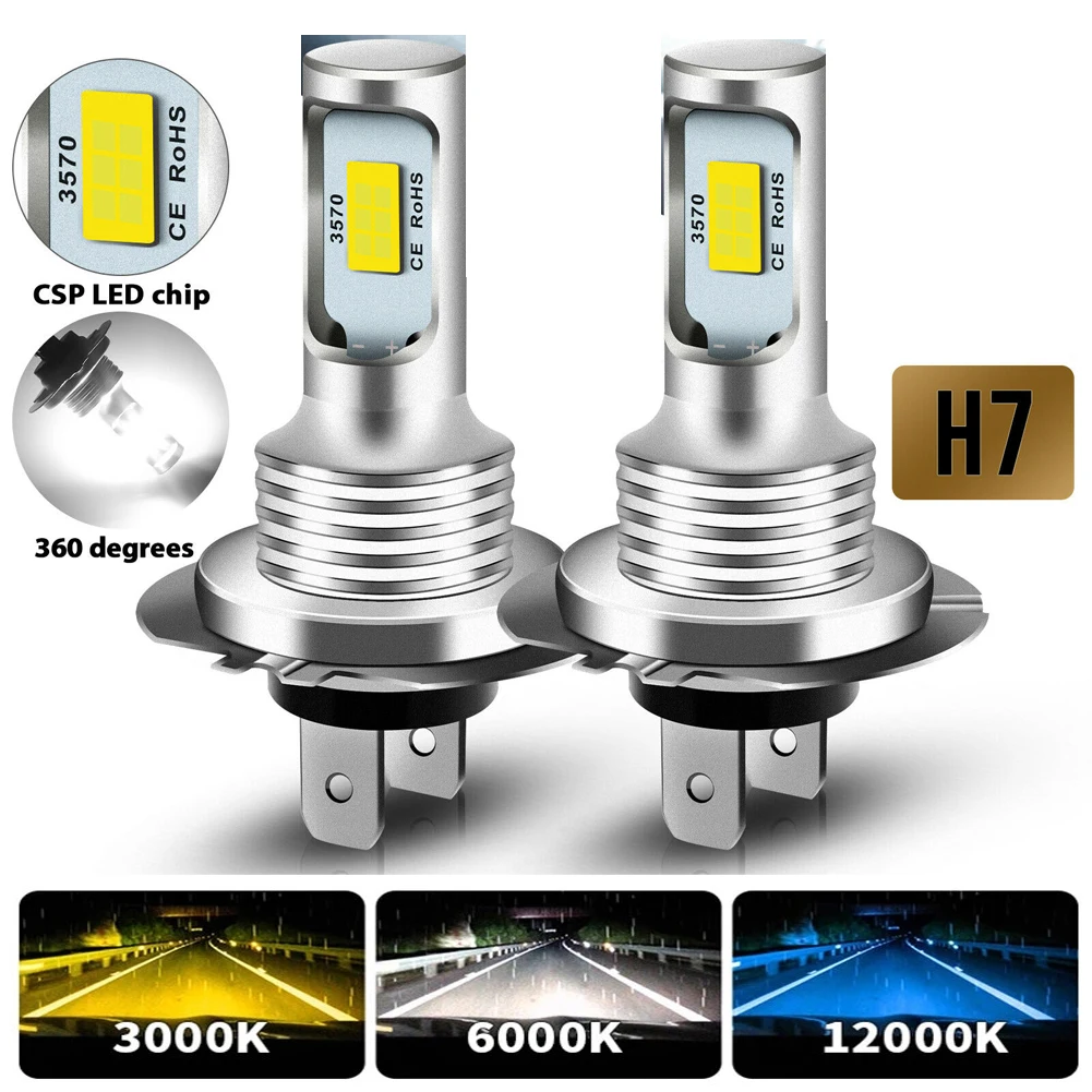 2Pcs H7 H4 Led Car Fog Light H11 H8 H9 H16 Headlight Super Bright 9005 9006 Hb4 H1 H3 Lamps Driving Running Light 6500K 12V 24V