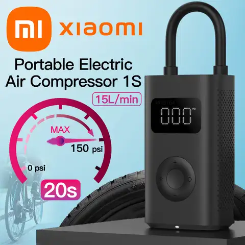 Портативный Электрический воздушный компрессор Xiaomi Mijia 1S, светодиодный мультиинструмент, воздушный насос для велосипеда, автомобиля, с раз...